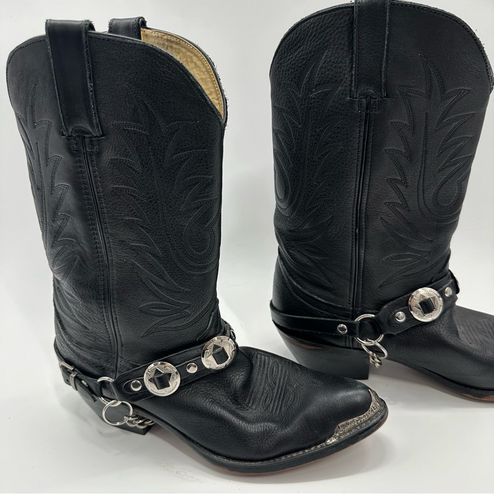 Durango Vintage Black Chain Western Cowboy Boots - Picture 2 of 9